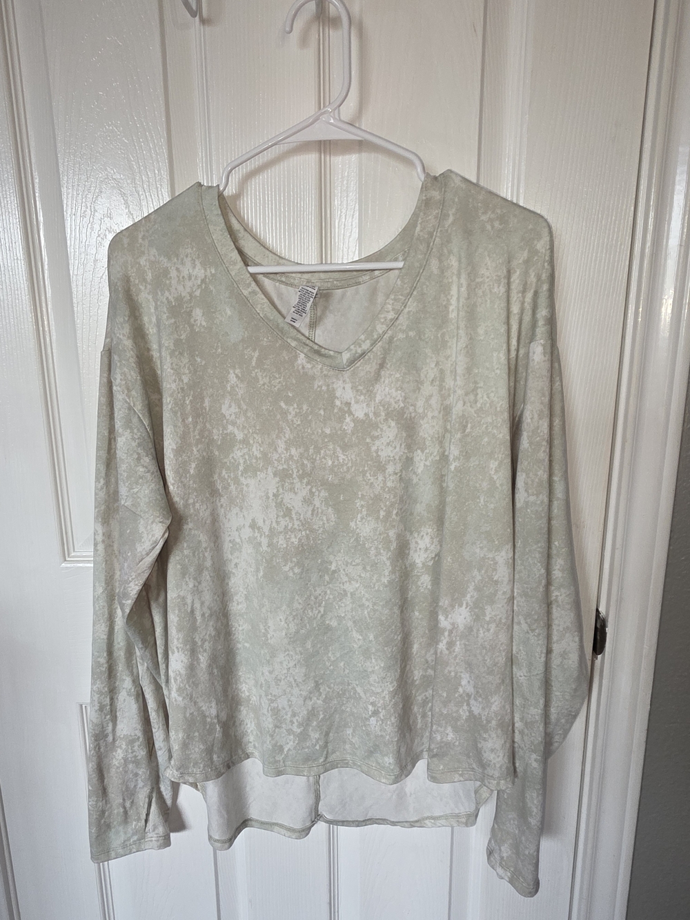 RBX Light Sage Washed V-Neck Long Sleeve Top